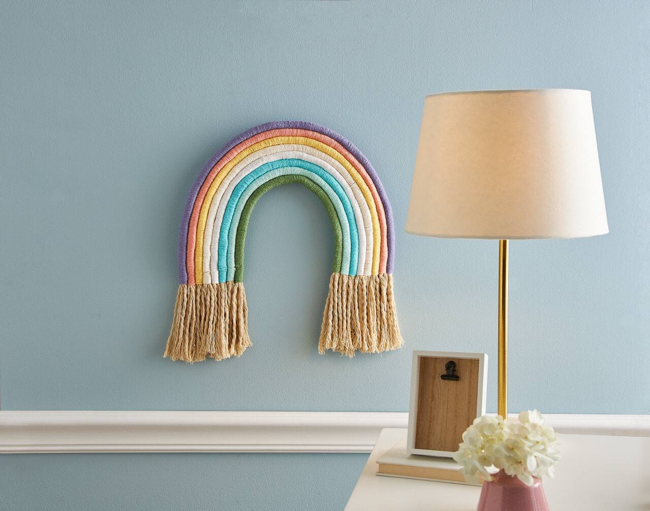 Yarn-Wrapped Rainbow Wall Hanging
